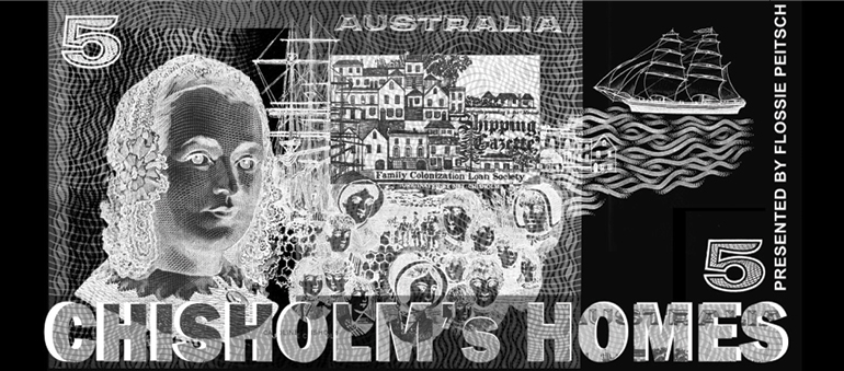 Inverted five dollar note with Caroline Chisholm on it.