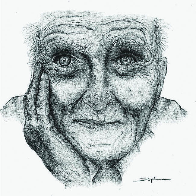 Drawing of old mans face